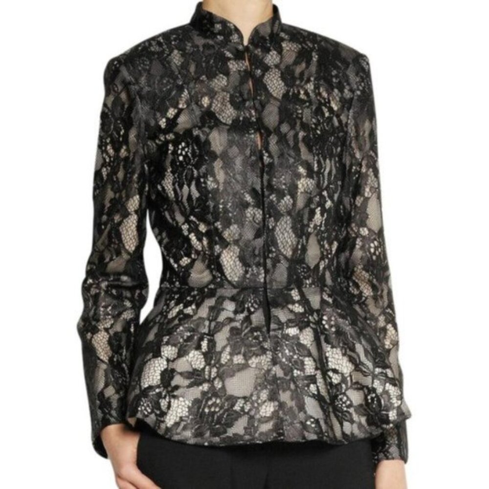 Alice + Olivia Polly Silk Blend Lace Blazer Sz S